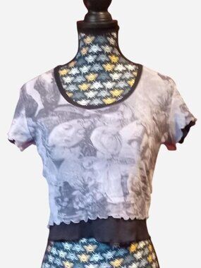 Grey, black, and white, Fille A Suivre Paris mesh painting top